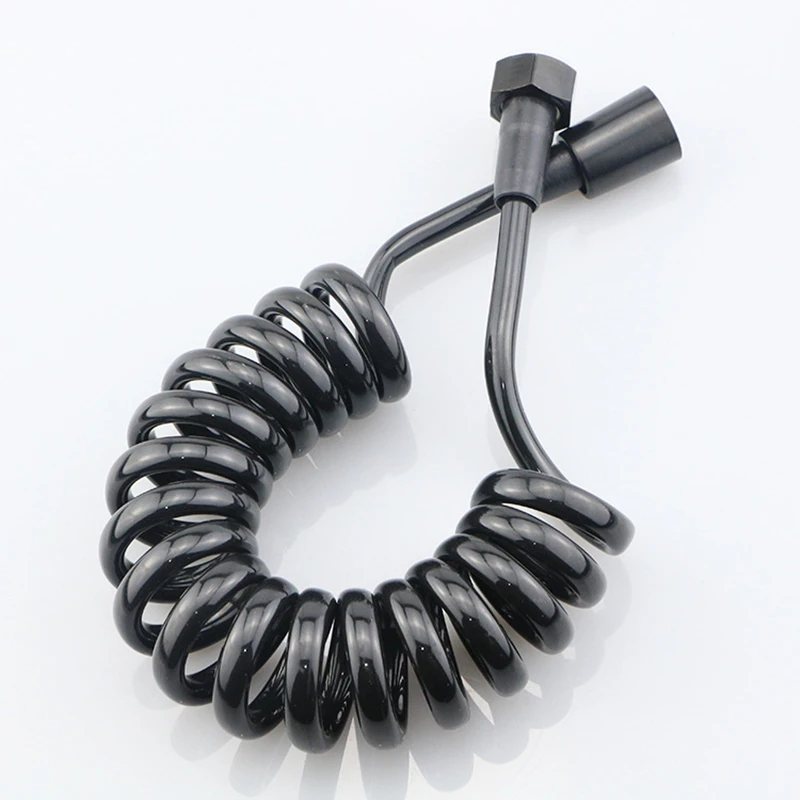 2M สีดําฤดูใบไม้ผลิยืดหยุ่น Retractable ท่อสําหรับหัวฝักบัวห้องน้ํา Bidet ท่อน้ําฝักบัว