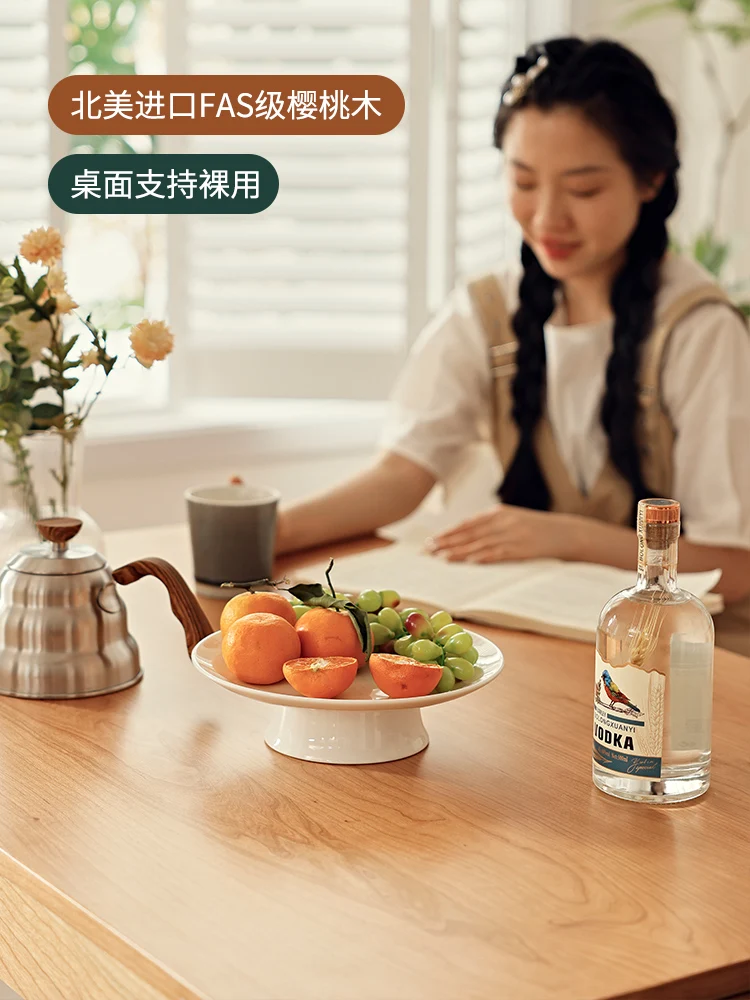 Meja makan sederhana kayu solid unilateral yang dapat ditarik dari kayu solid gaya Jepang