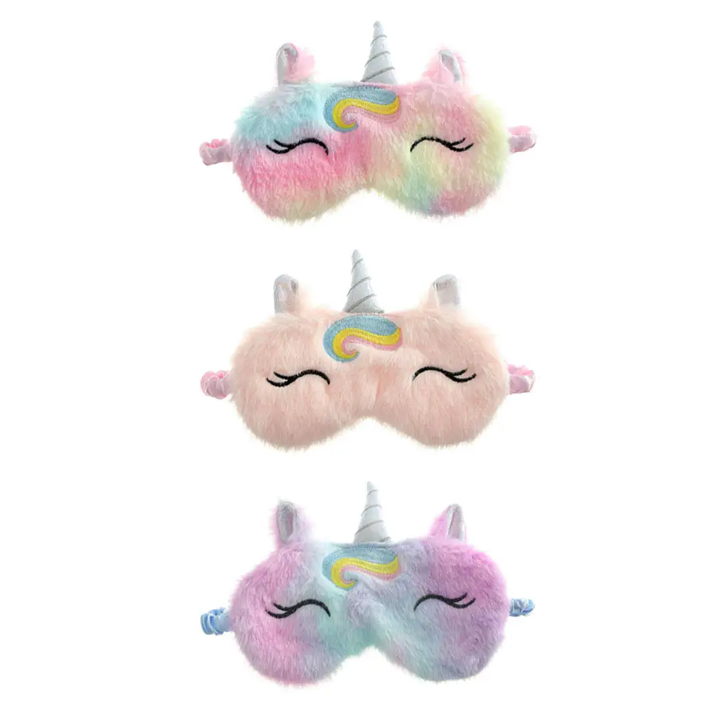 

Набор из 3 светонепроницаемых масок для сна с единорогами, разные цвета, удобные, дышащие, для путешествий и релаксации