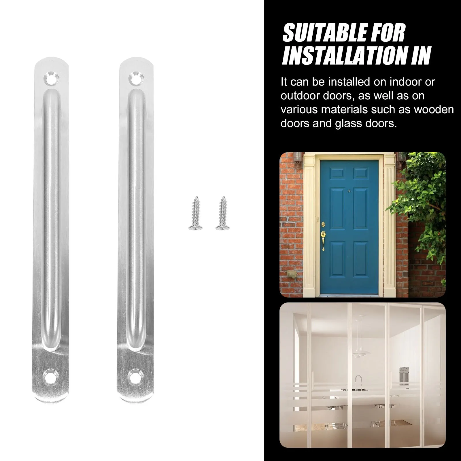 

2Pcs Heavy Duty Stainless Steel Barn Door Handles Smooth Grip Sliding Door Pull for Wood Glass Metal Doors Indoor Outdoor Use