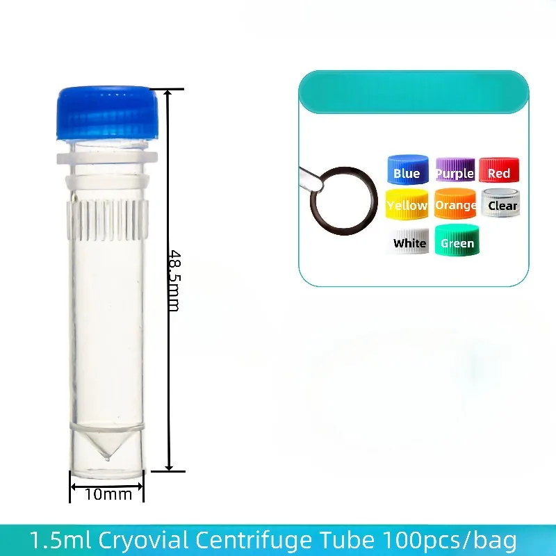 100Pcs/Lot High Quality 1.5ml Cryovial Centrifuge Tube Cryogenic Vials With Washer Test Tube