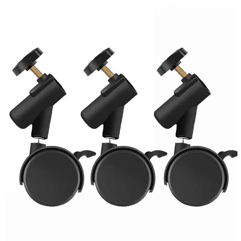 B27B Flexible Swivel Casters 3Pcs Set With 19Mm Mounting Hole Diameter For Photography Light Stand Tripod Wheels