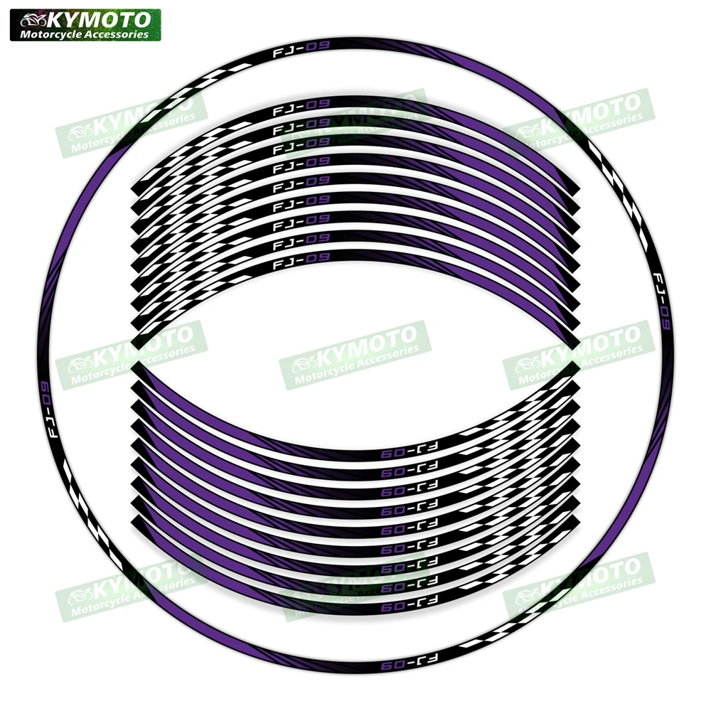 ل FJ-09 FJ09 دراجة نارية الملحقات 17 بوصة العجلات الأمامية والخلفية الشارات هدية محور تعديل ملصقات شريط عاكس #5