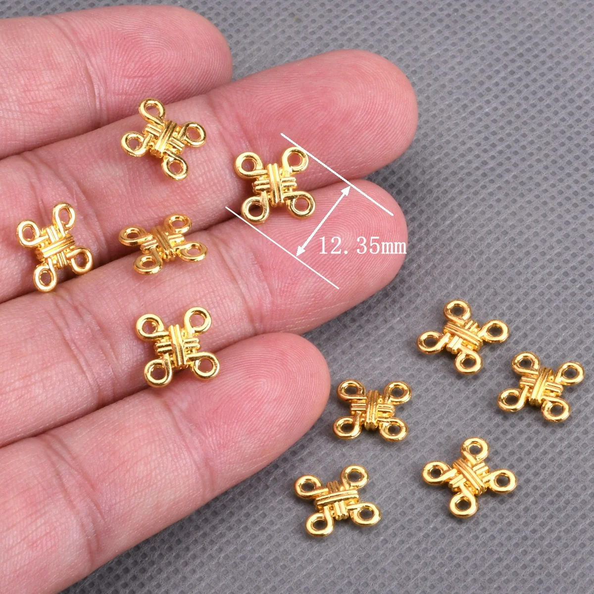 10pcs 12mm Cross Knot Shape Plated Gold/Silver Color Metal Bails Pendants Connectors For DIY Earrings Jewelry Making Findings