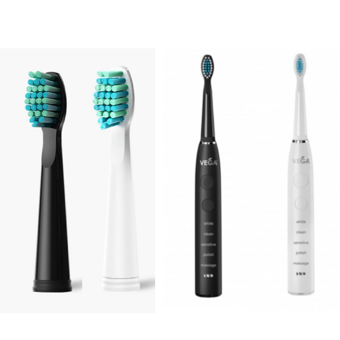 

Replacement Toothbrush Heads For VEGA VT-600 W/B Electric Sonic Toothbrush Soft DuPont Bristles Nozzles