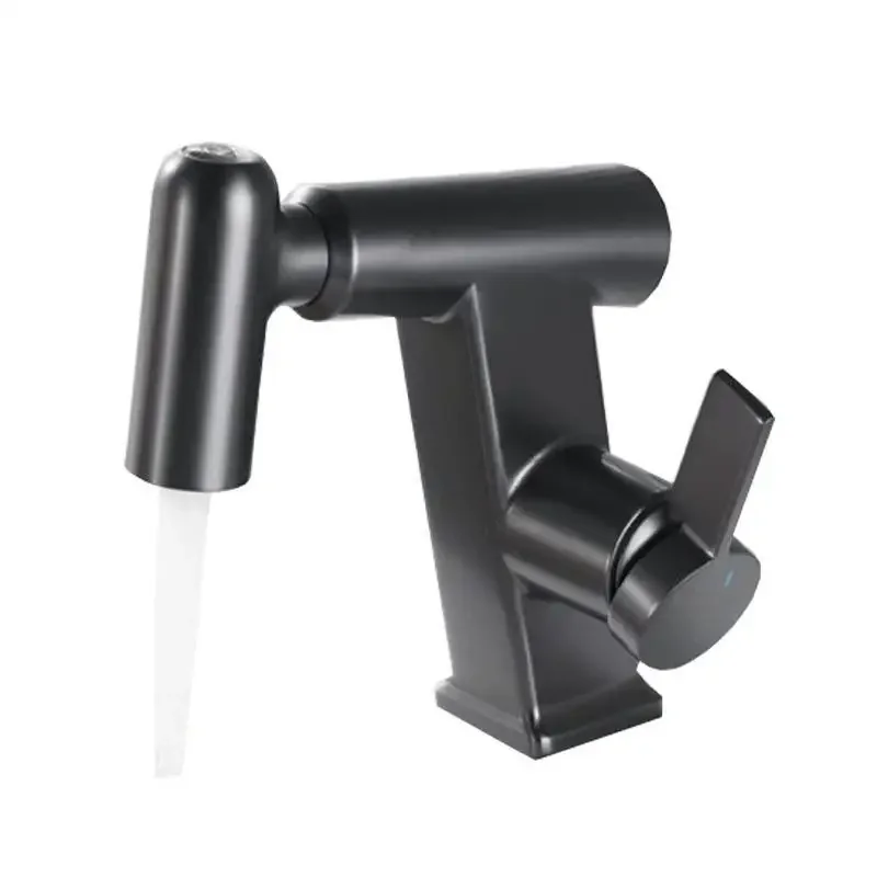 Black Pull Out Basin Faucet Brass Bathroom Shower Tap Sprayer Nozzle Hot and Cold Water Deck Mounted Sink Mixer Tap