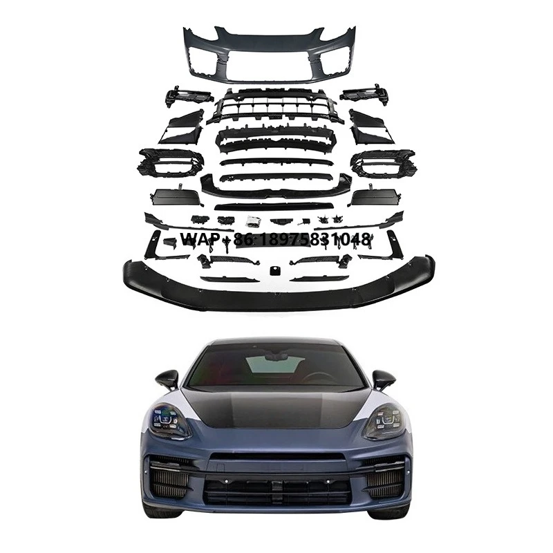 New 2017-2023 for 971 Upgrade 2025 976 Body Kit Turbo Front Bumper Assembly Includes Bar Lights & Screws Bolt-On