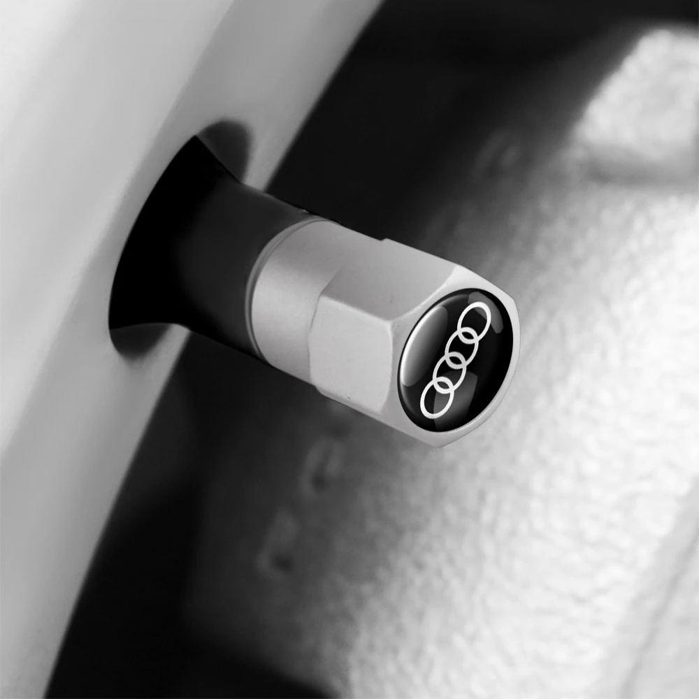 4pc Metal Car Wheel Air Valve Stem Caps Dust Cover For Audi A1 A3 A4 A5 A6 A7 A8 Q2 Q3 Q4 Q5 Q7 TT Sline S3 S4 S5 S6 R8 RS