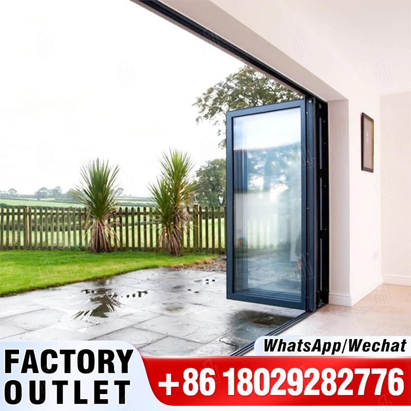 Sunnysky Oscaracso 3.0 Ultra NFRC Outdoor Aluminum Vertical Bi Folding Doors Glass Doors Soundproof Folding Glass Doors