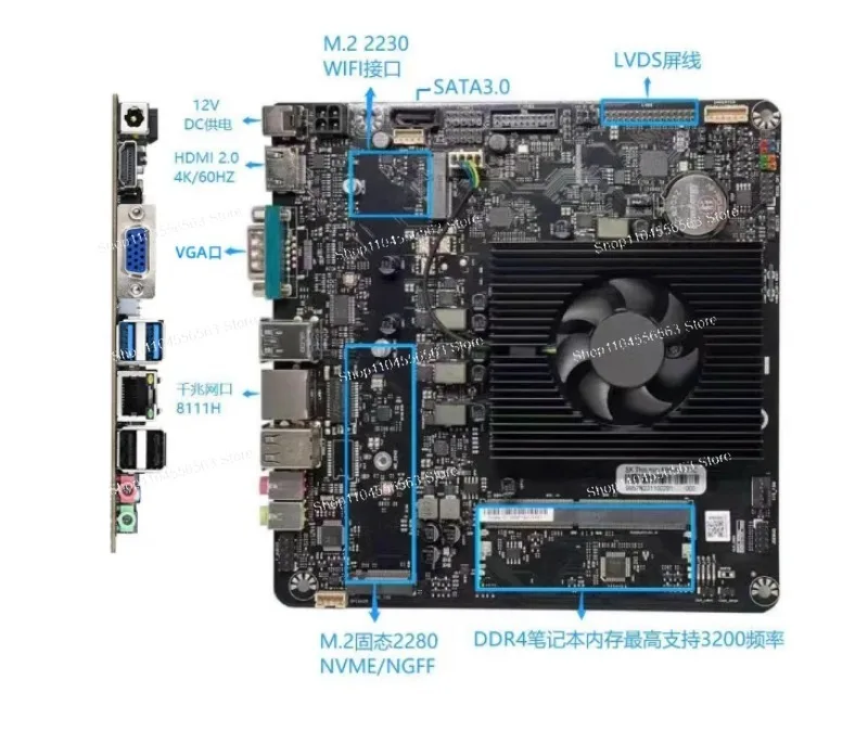 N5095 미니 ITX 마더보드 산업용 제어, 듀얼 2.5G LAN 12 SATA NAS 올인원 PC N100 N150용 썸네일 5