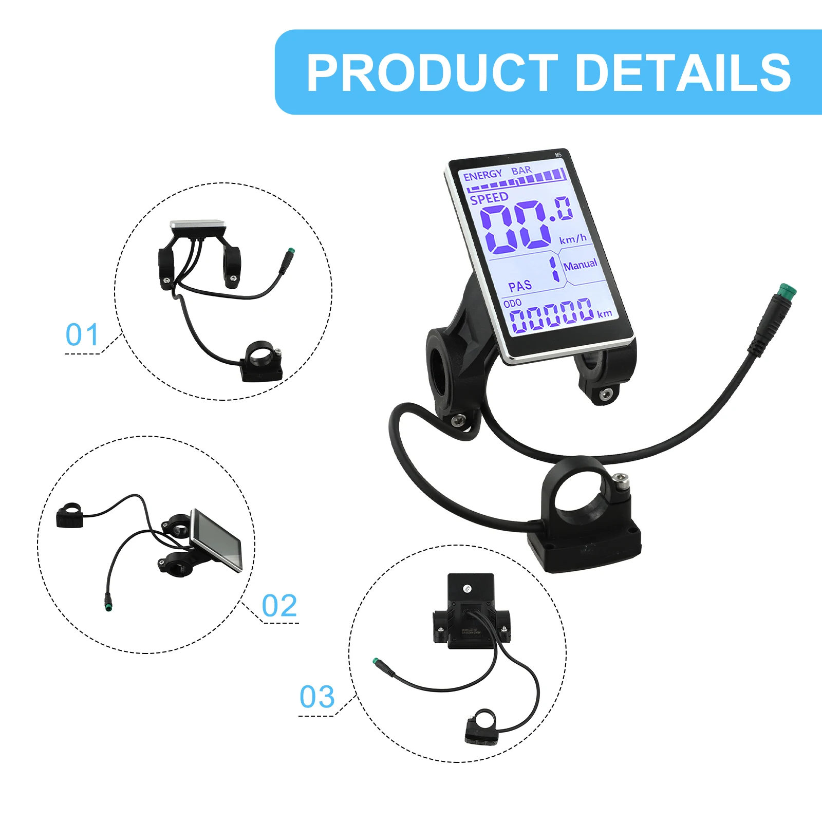 

For Cycling For Commuting Electric Bike Display 24V 36V 48V Display Black Waterproof Cable Widespread Compatibility