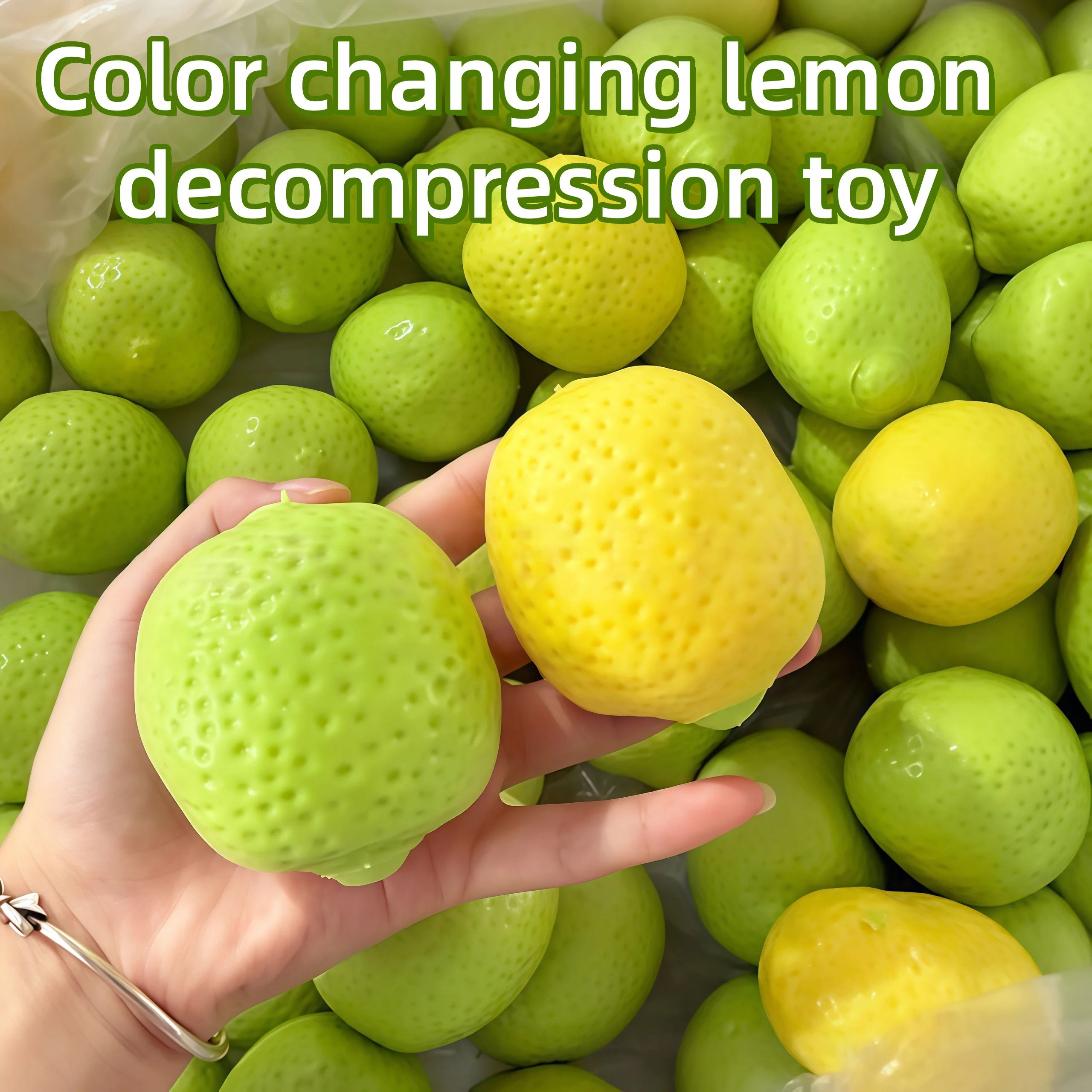 Color Changing Lemon Block Filled Handmade Ball, Lemon Block Stress Relief Toy, Fruit Shaped Stress Relief Toy, Plasticity