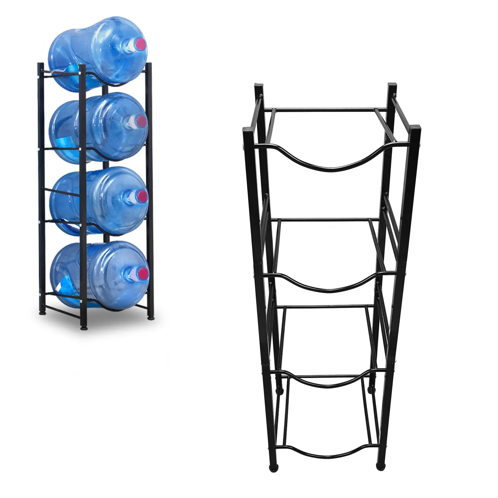 

Water Bottle Dispenser Stand Easy Assembly Water Cooler Jug Holder Rust Proof Sturdy Structure Space Saving 4 Tier for Office
