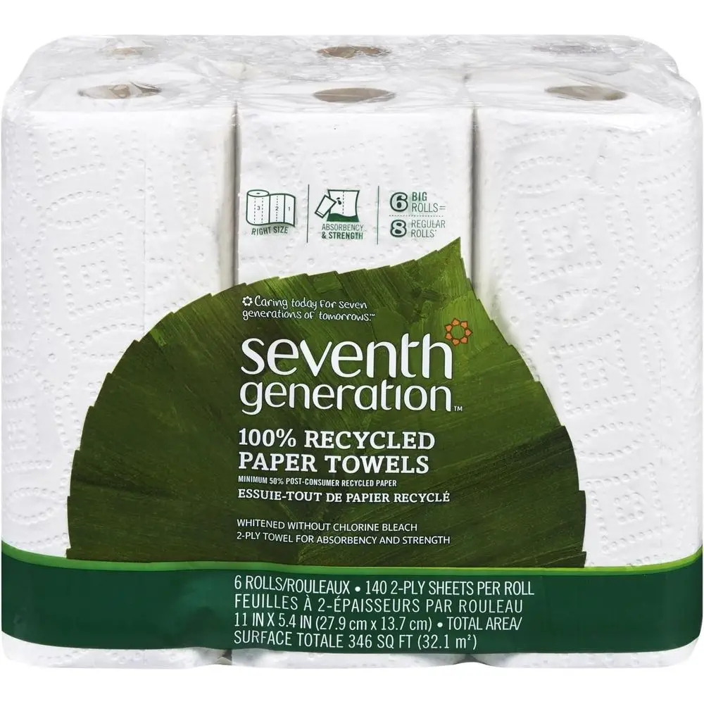 

Recycled 2-Ply Paper Towels, 100% Recycled, 6 Rolls (4-Pack)