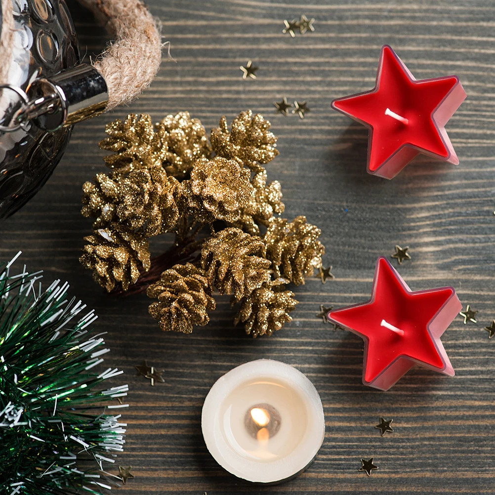 

1 Set Of Star-Shaped Diy Containers Heat-Resistant Plastic Tealight Cups With Wicks Making Supplies Jar Box Wax