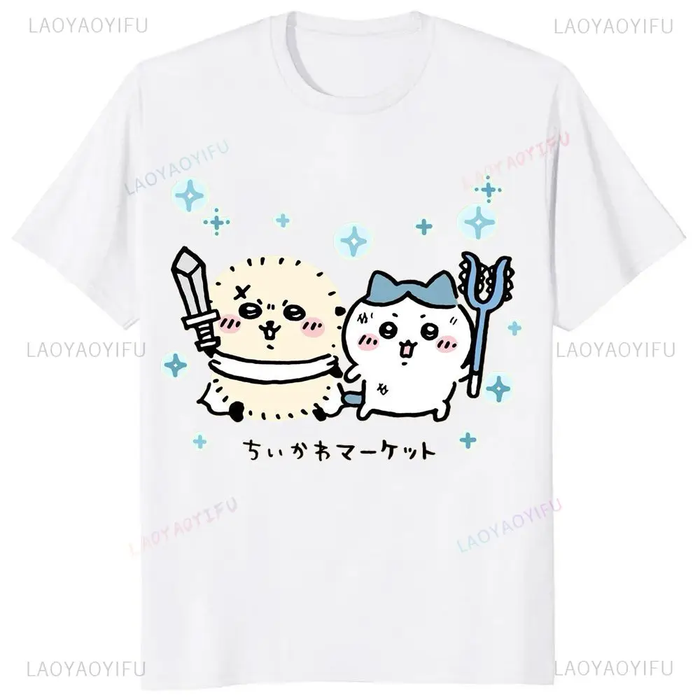 

Japanese Manga Chikawas Summer Trend Harajuku Short-sleeved Universal Graphic T-shirt for Boys and Girls