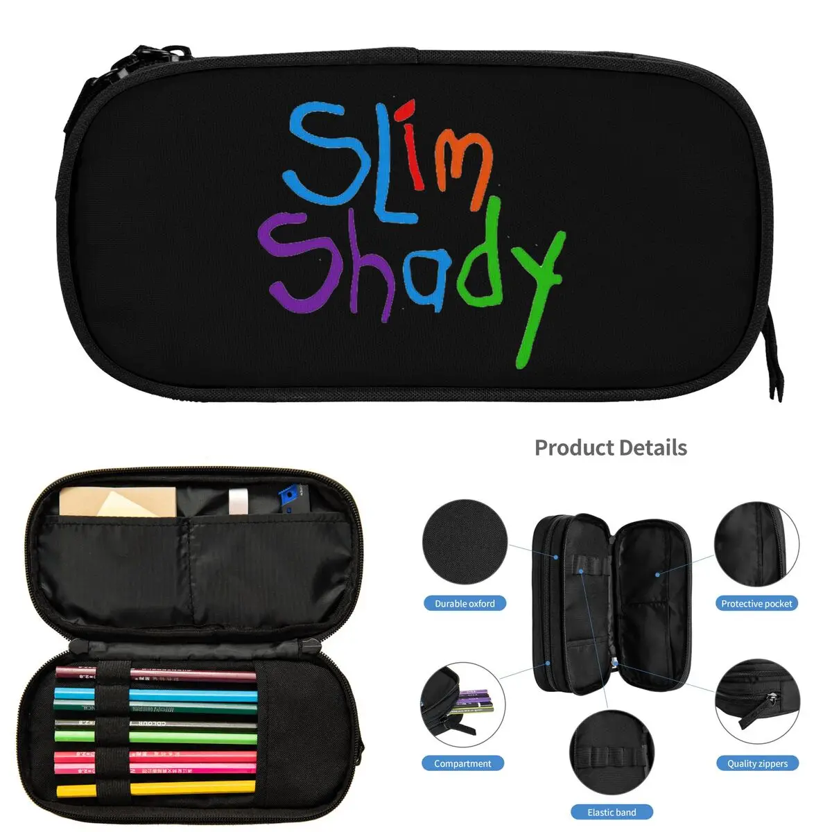 

The Death Of Slim Shady Eminem Pencil Cases for Student School Pen Box Pencil Bag Big Capacity Pencil Pouch Pen Holder