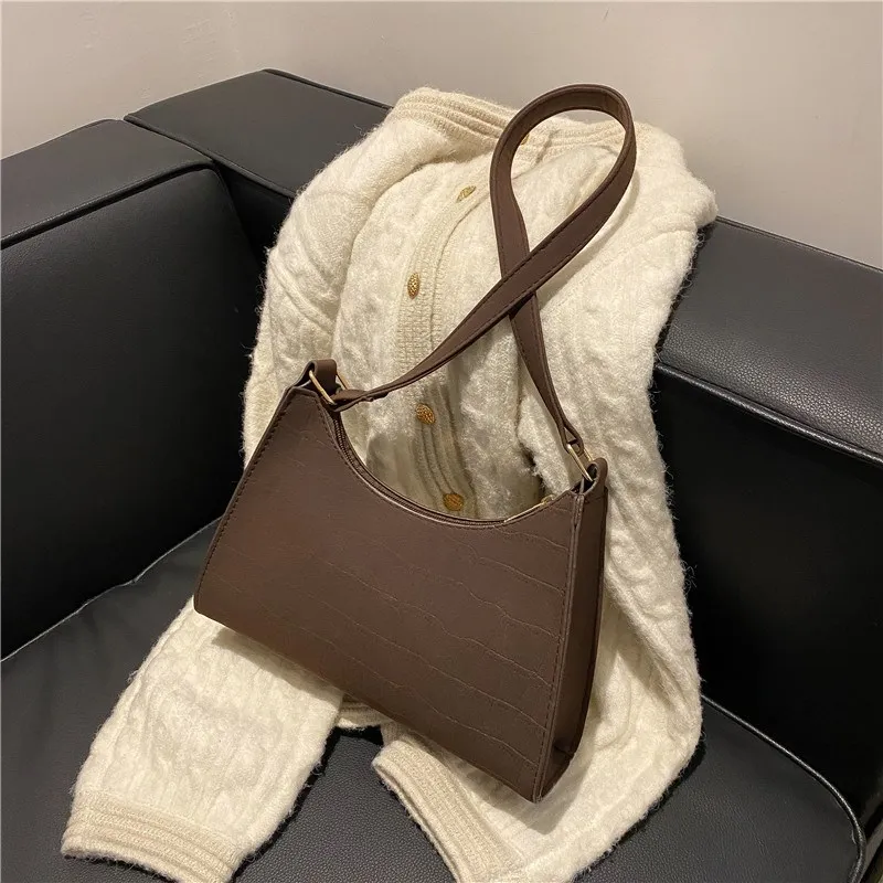 Autumn Casual Daily Women\'s Underarm Bags New Simple Solid Color Commuting Bags Vintage High Quality Shoulder Bags