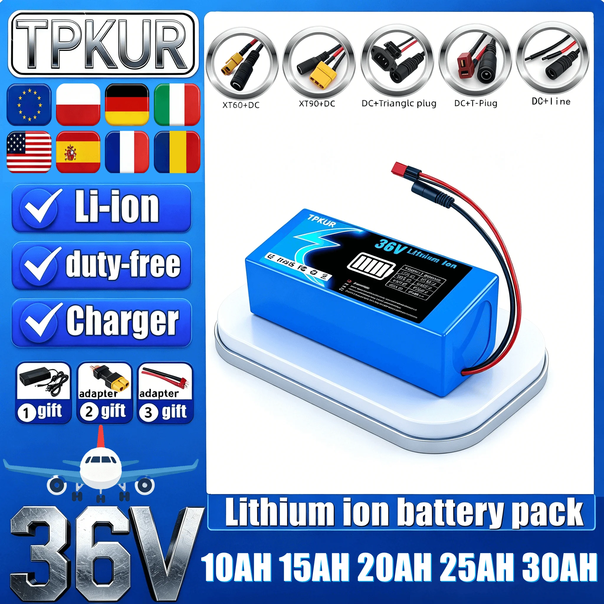 

brand new 36V 30Ah 25Ah 20Ah 15Ah 10Ah Lithium battery pack 100-1500W High Power For Electric motorcycle scooter With BMS