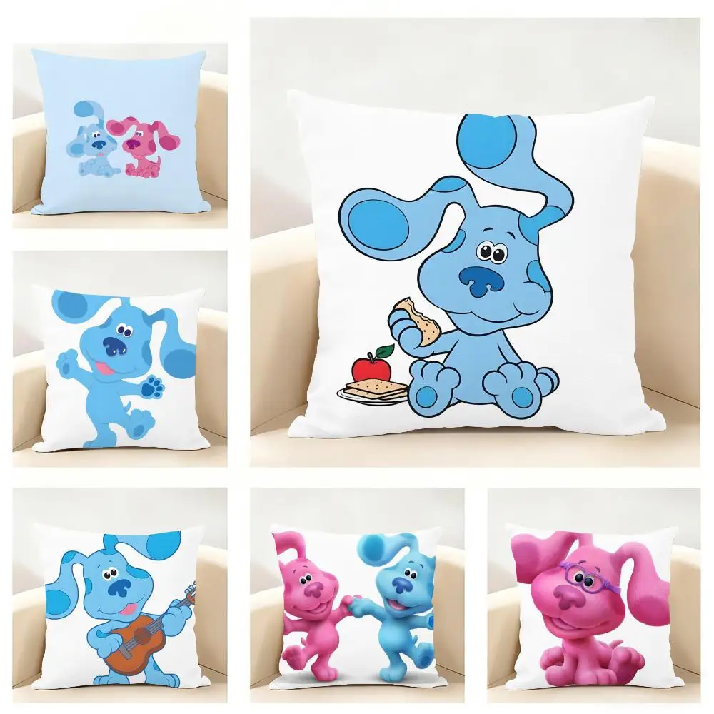 Blues-Clues Blue puppy clues preschool Cushion Cover Linen Minimalist Soft  for Sofa Bed Home Room Decor