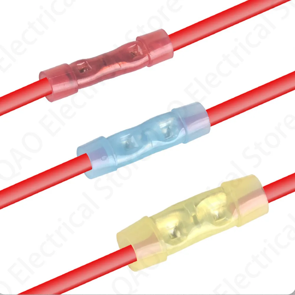 20pcs BNYF1.25/2/5.5 Nylon Insulated Straight Butt Wire Terminal Connector Copper Conductor Electrical Cable Crimp Terminal BNYF