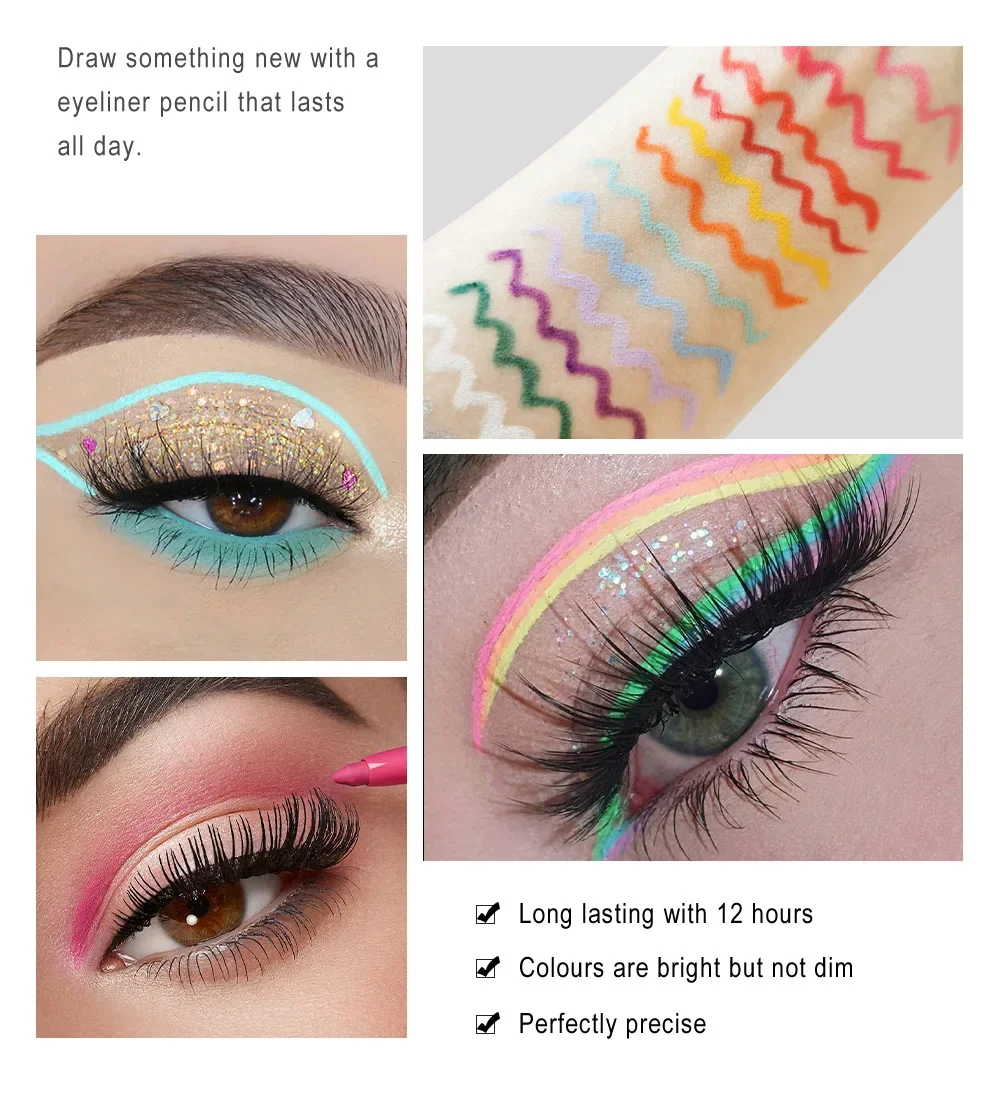 20 szt. Kolorowy Eyeliner zestaw wodoodporny Eyeliner w ołówku długie trwały cień do oczu matowe Eyeliner pudełko prezentowe na kosmetyki do makijażu