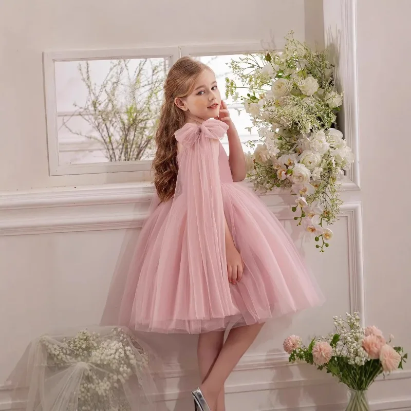 2026 New European Style Girls Puffy Tulle Princess Dress Kids Birthday Gown Piano Runway Stage Performance Formal Costume