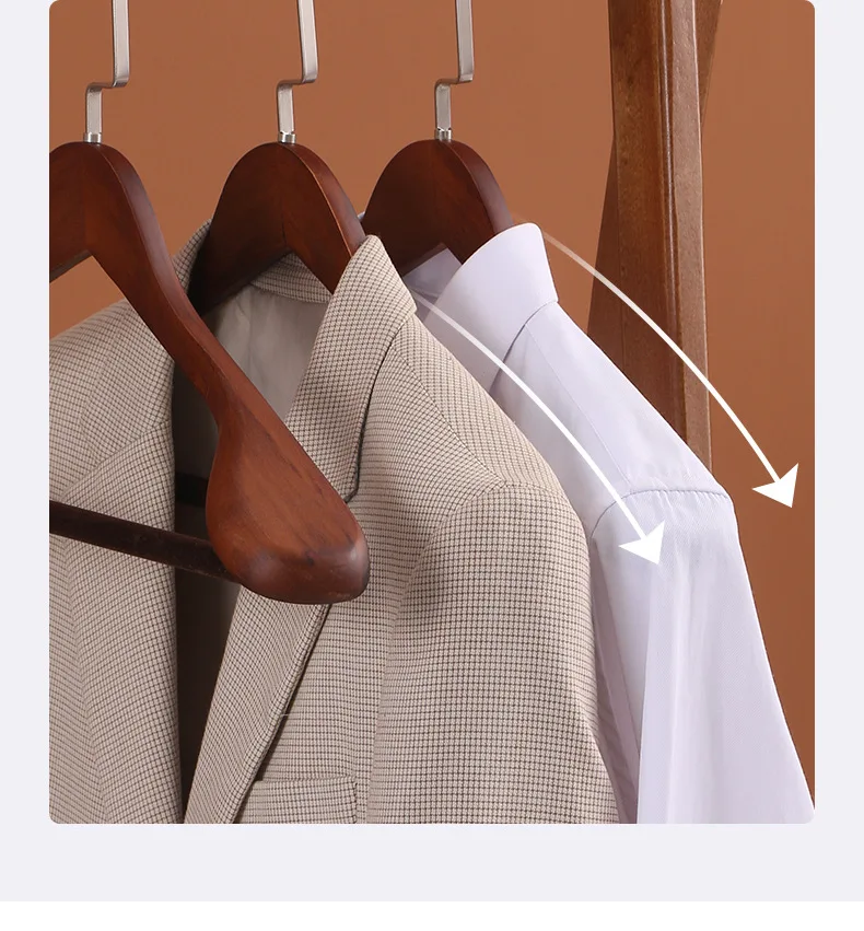 Luxury Wooden Suit Hangers Coat Hangers Jacket Outerwear Shirt Hangers with Wide Shoulder 360 Degree Swivel Hooks Anti-Slip Bar