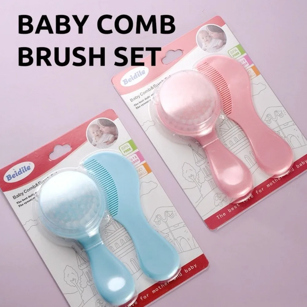 2 PCs Shower Gift Scalp Massage Hair Comb Brush Set Plastic Daily Head Care Set Grooming Kit Soft Nylon Cradle Cap Brush Set