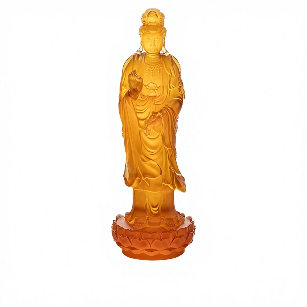 *&r Western Three Holy Buddha Crystal Casting Craft Handmade Buddha Statue Home Decoration