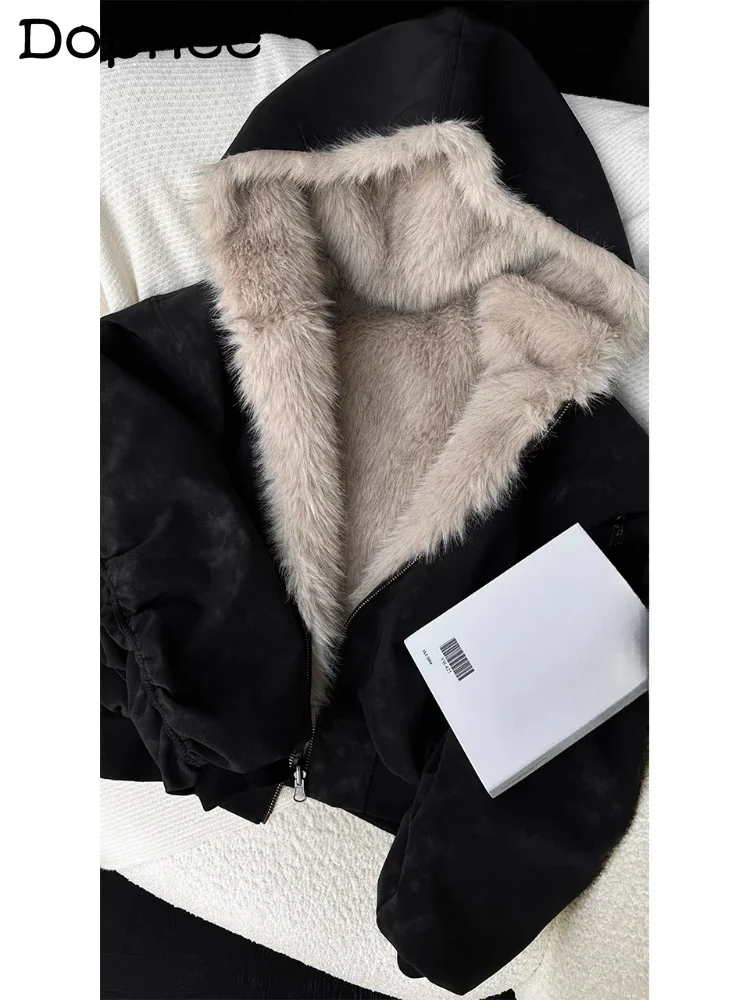 

Men's 2024 Winter New American Style Retro Hooded Jackets Men's Fleece Thickened Faux Leather Jacket Trendy Male Long Sleeve Top