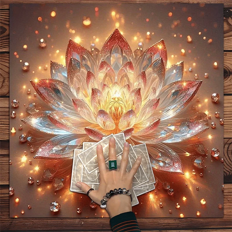 Mystic Crystal Lotus Tablecloth Stardust Dining Table Decor and Accessories Bohemian Tarot Card Decor
