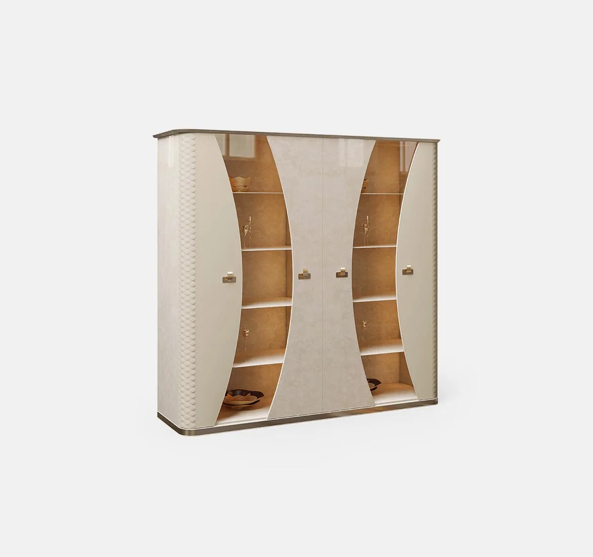 -For Luxury Design Microfiber Leather and Stainless Steel Wine Cabinet Furniture Profesional Factory Customised&
