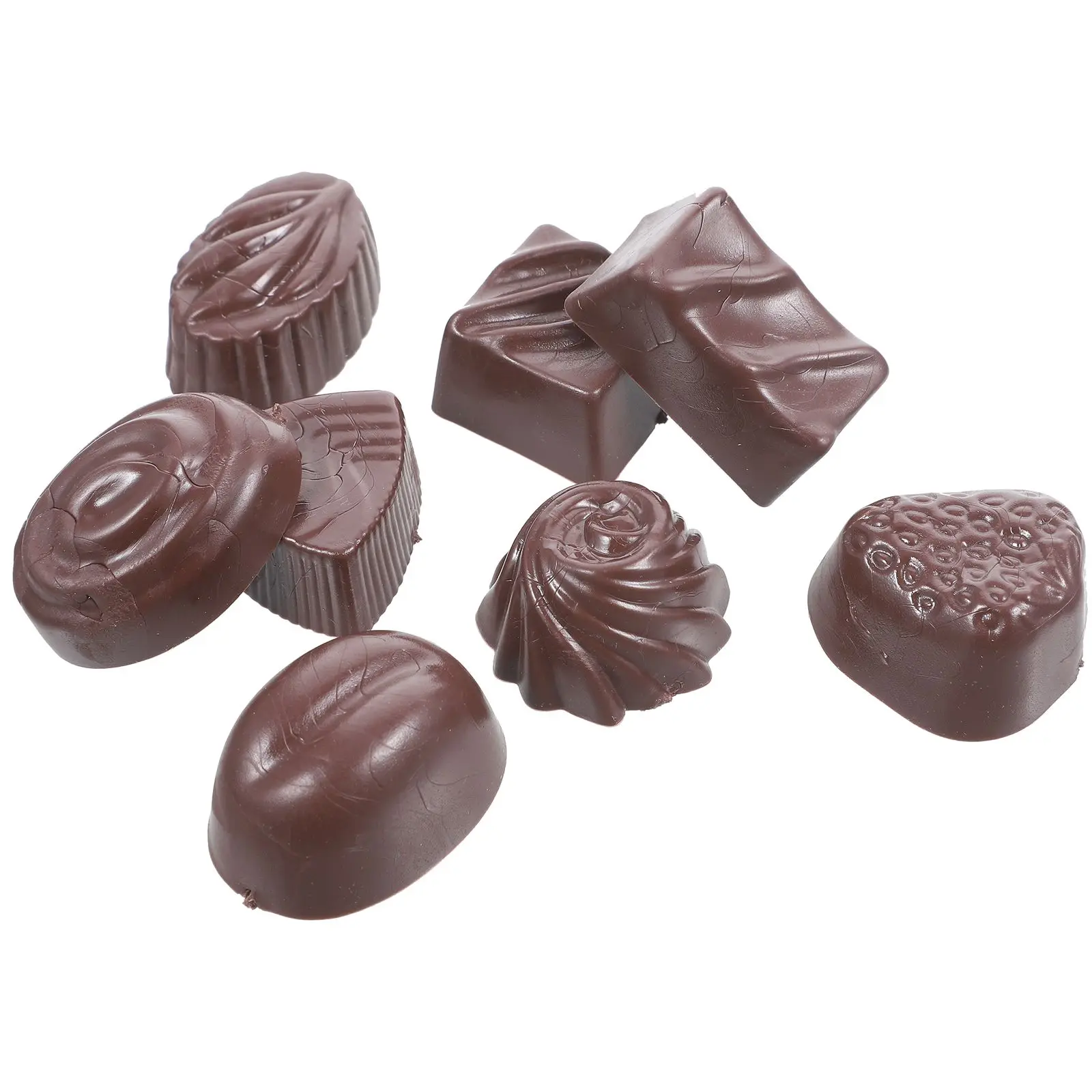 8 Pcs Simulation Chocolate Models Fake Bar Accessories PVC Brown Multi Function Decorative Toy Home Store Display Photo Prop