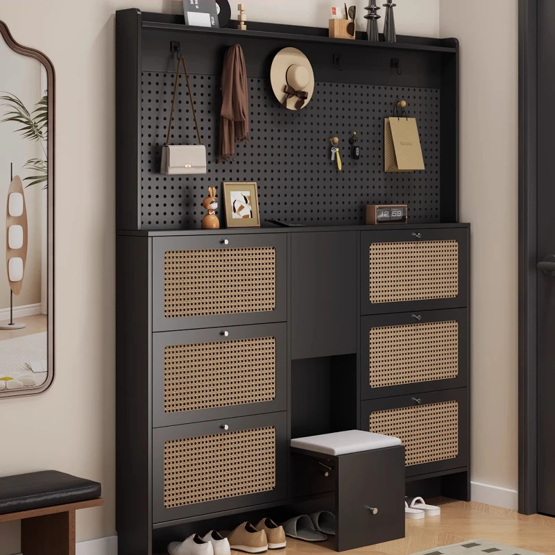 

Entrance Black Shoes Rack Integrated Storage Drawers Stool Shoes Rack Living Room Family Armoire De Rangement Cabinet Furniture