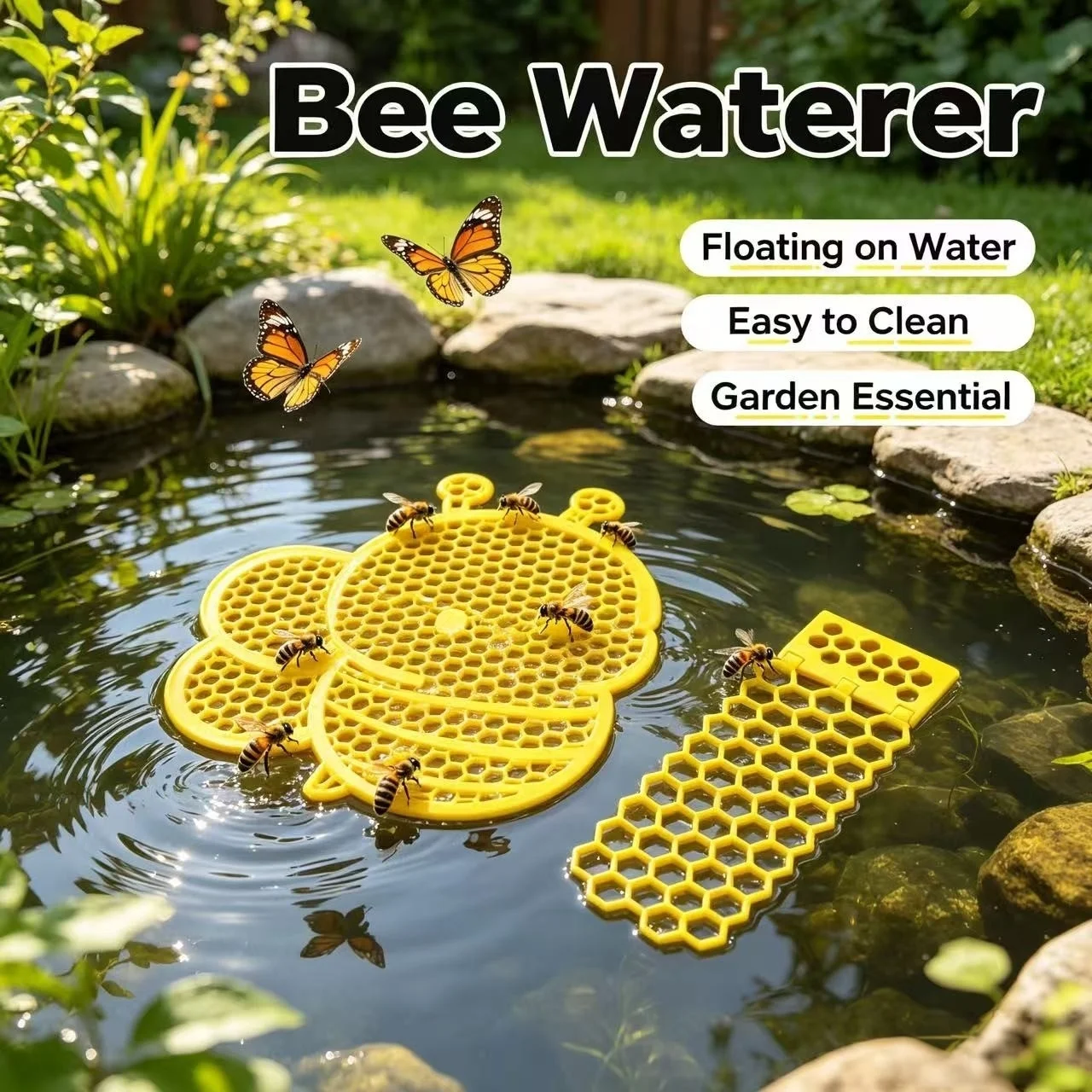 2Pcs Bee Drinking Station, Floating Bee Tray & Honeycomb Insect Water Feeder Garden Beekeeping Tools