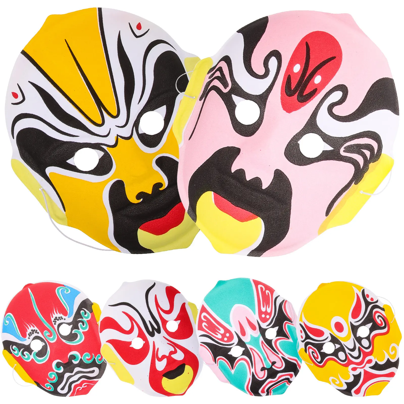 6Pcs Sichuan Opera Face Masks Flocking Cosplay Mask Set Perfect for Costume Party Halloween Masquerade Photoprops