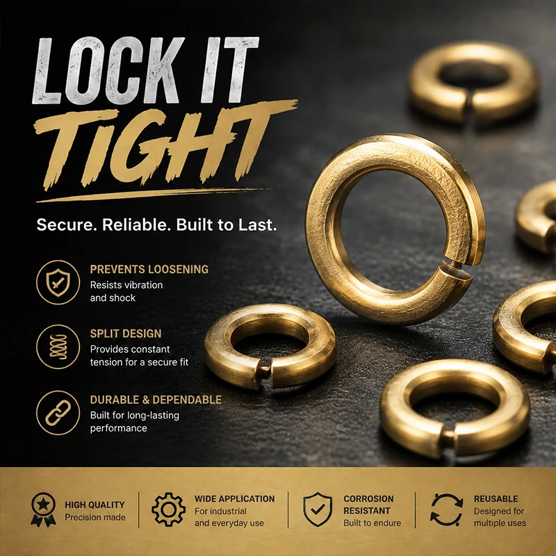 

M2-M20 Phosphor Bronze Spring Lock Washer Copper Split Ring Elastic Gasket Anti-Vibration Flat Spring Washers for Screws Bolts