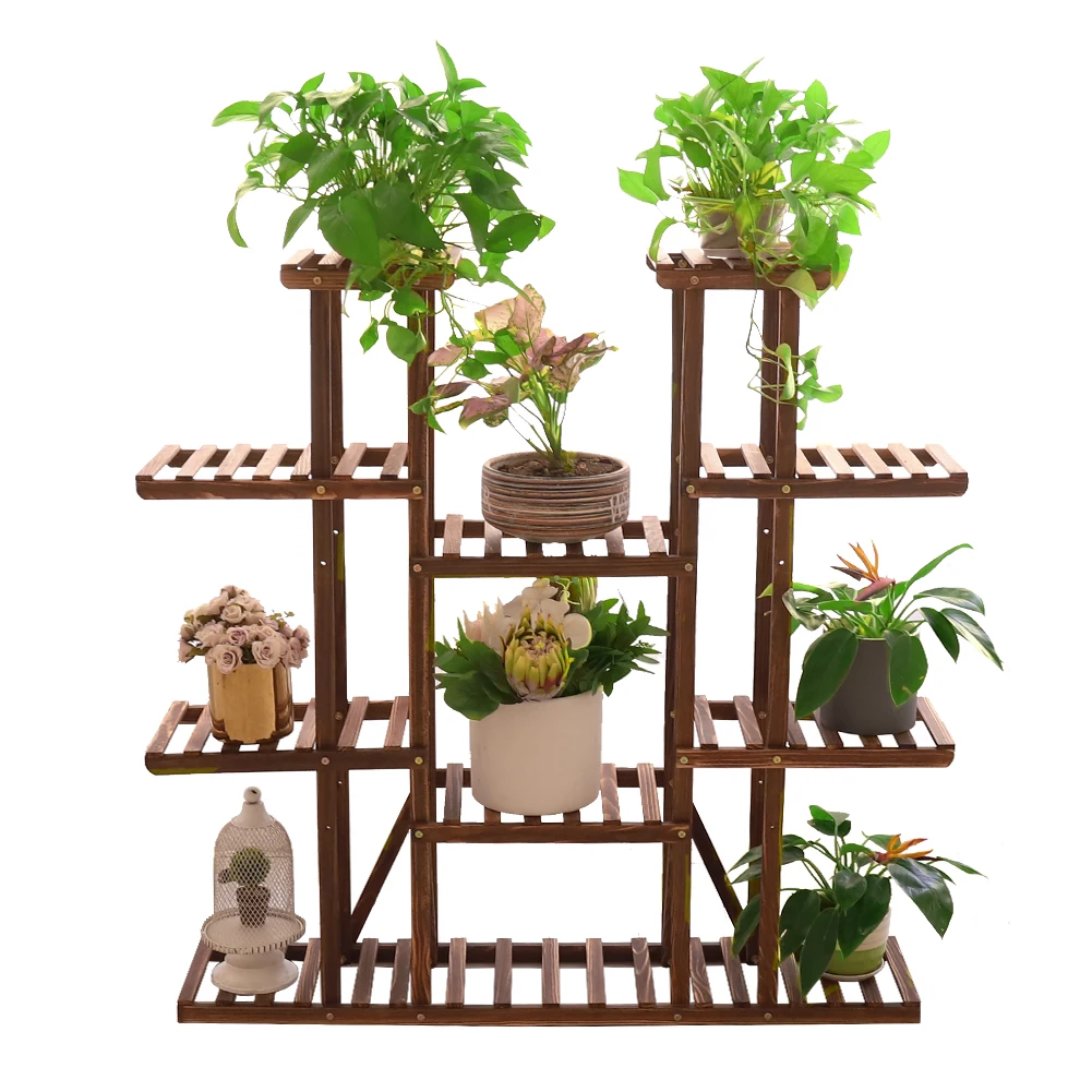 

Wooden Plant Shelf Flower Pot Stand Multi-Tier Plant Display Rack Indoor Outdoor
