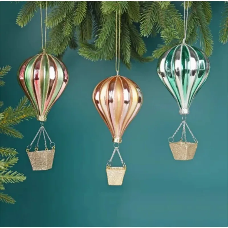 Christmas Decoration Creative Glass Painting Hanging Craft Astronaut Globe Airplane Poker Hot Air Balloon Christmas Tree Pendant