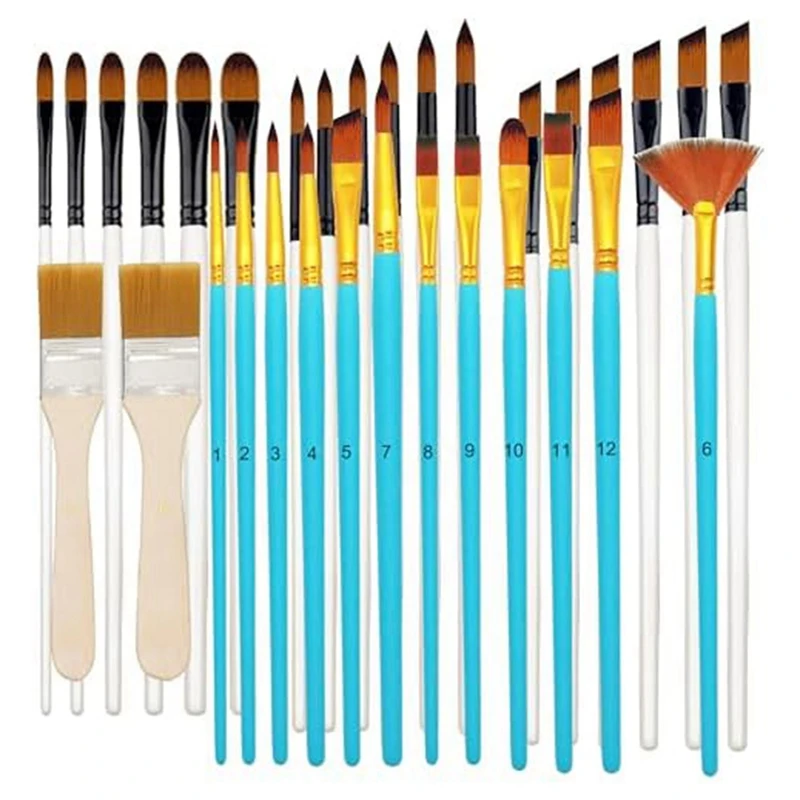 32PCS Brush Set For Acrylic Painting, Watercolor, Filters, Fans, Detail Brushes, Brush Kit For Artists And Beginners