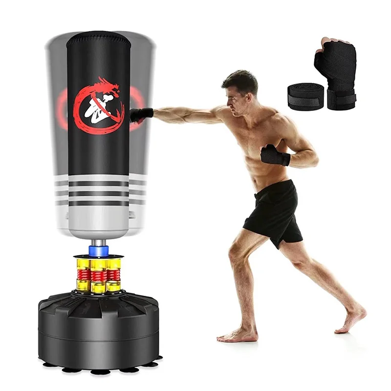 High Quality Custom MMA ONEMAX Leather  Standing Kick Boxing Bag Martial Arts Punching Sand Bags for Gym