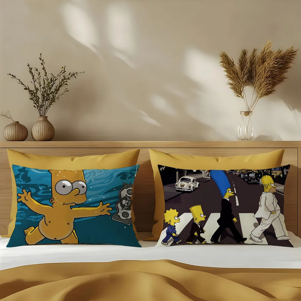 Cartoon S-Simpsons Cool Q Cushion Cover Sofa Living Room Office Rectangle Pillow Cover Home Coffee Shop Bedding Hit Product