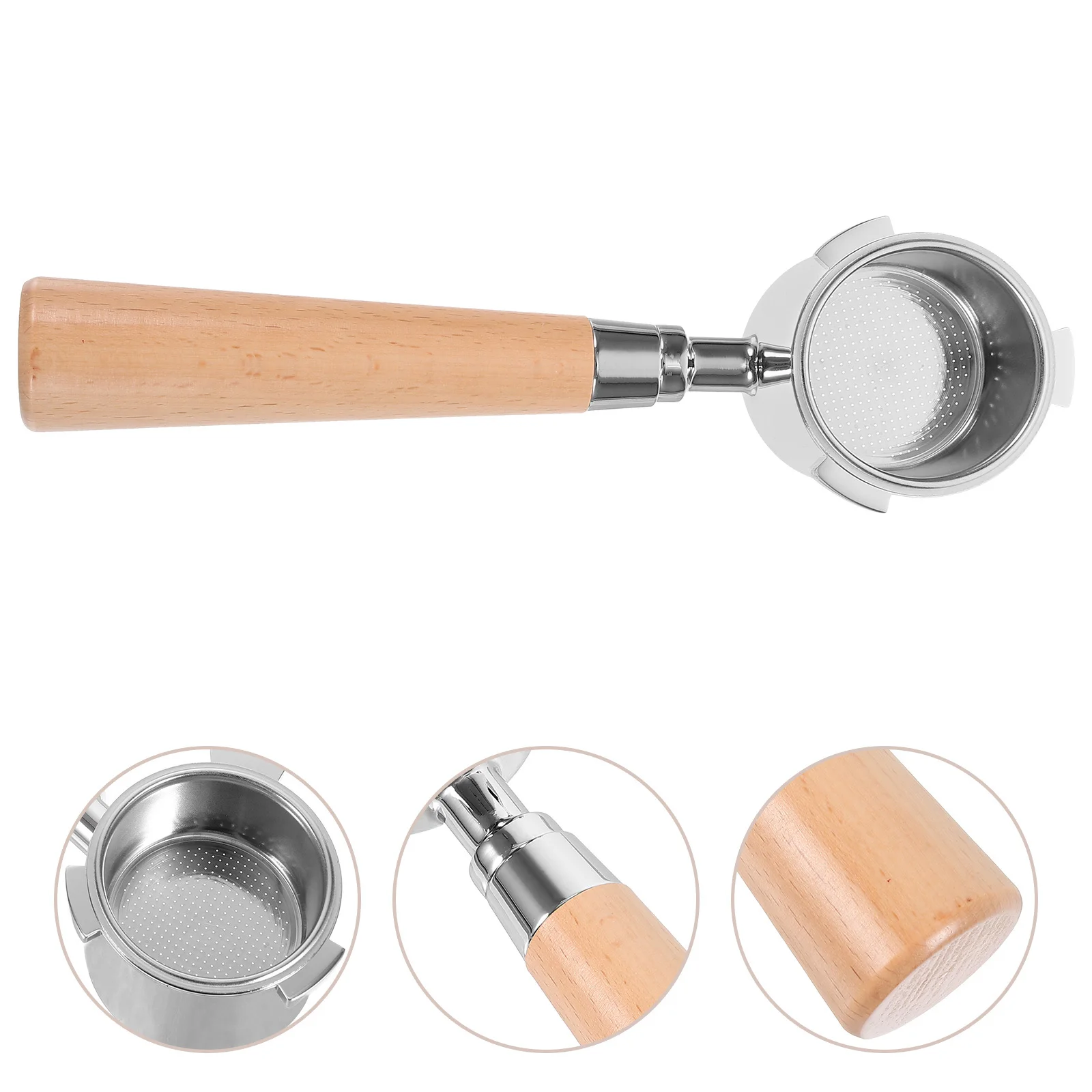 Bottomless Portafilter Wood Handle Smooth Comfortable Coffee Machine Accessories Espresso Filter Replacement Coffee Filter