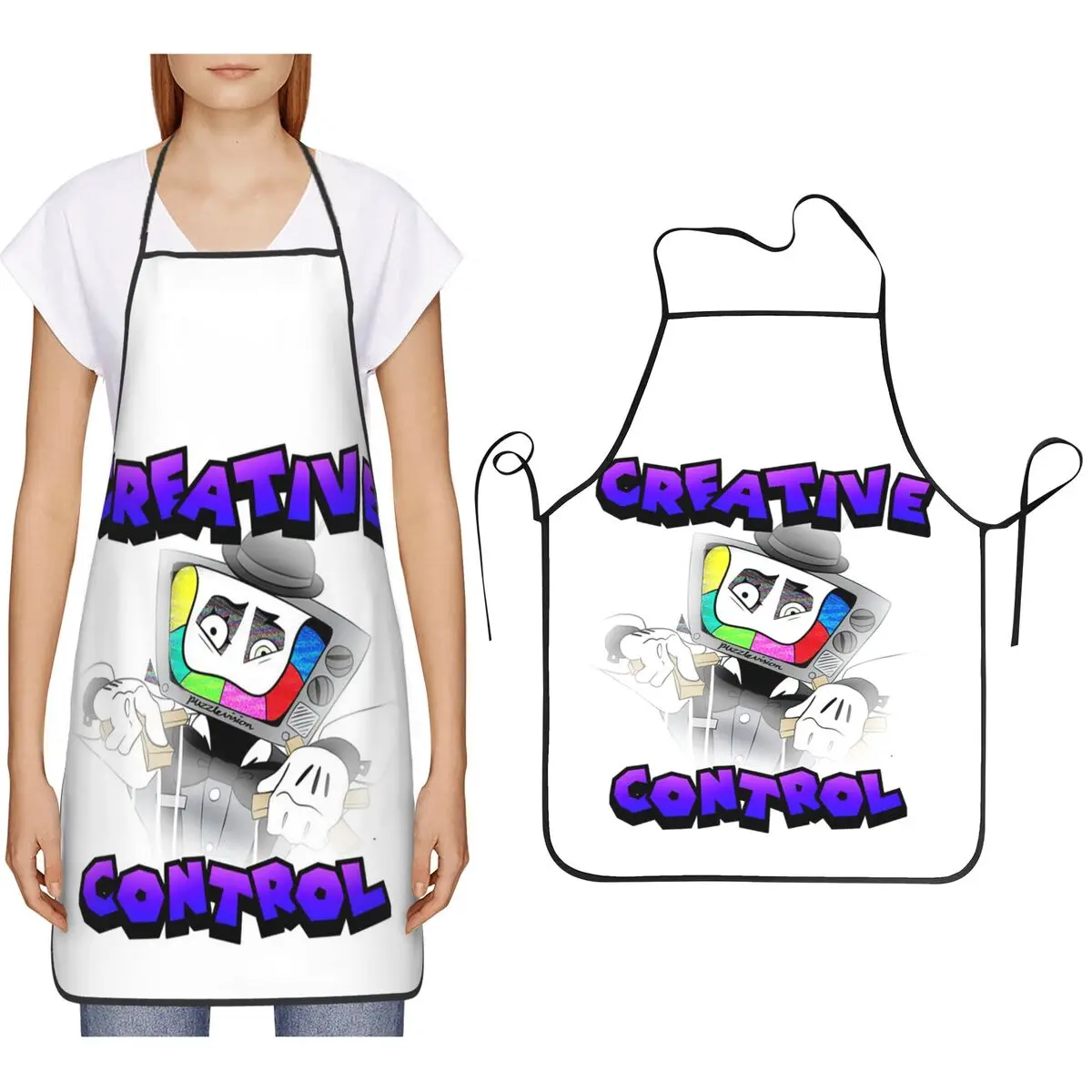 Creative Control (Mr. Puzzles) (Transparent Version) Apron Chef Cooking Cuisine Tablier Bib Kitchen Cleaning Pinafore Gardening