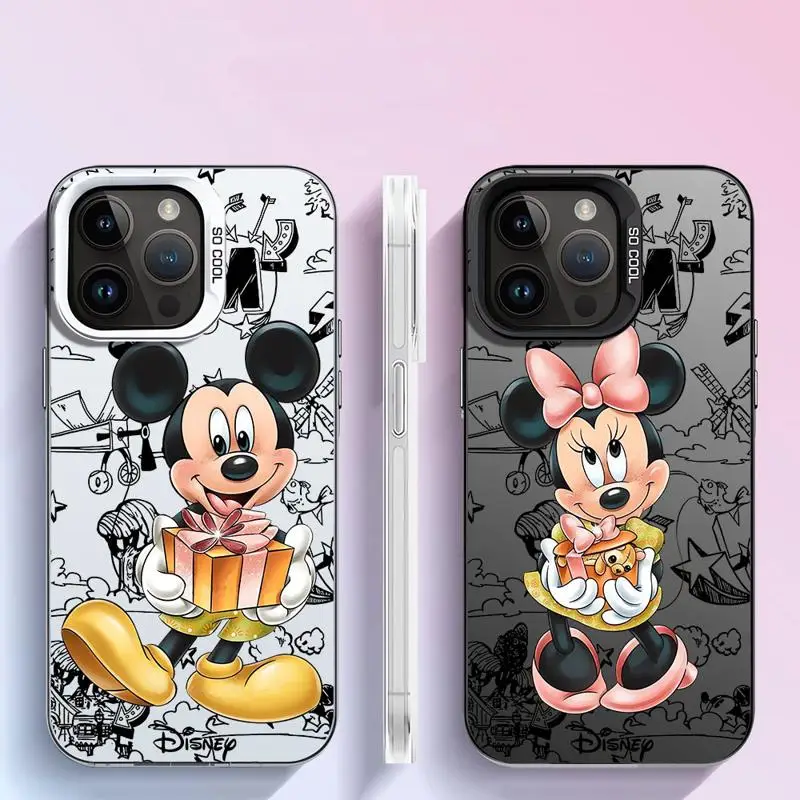 Case For Apple iPhone 11 13 15 Pro Max 14 Plus 12 16 Hard Phone Cover Silicone Shockproof Protective Funda Cartoon Mickey Minnie