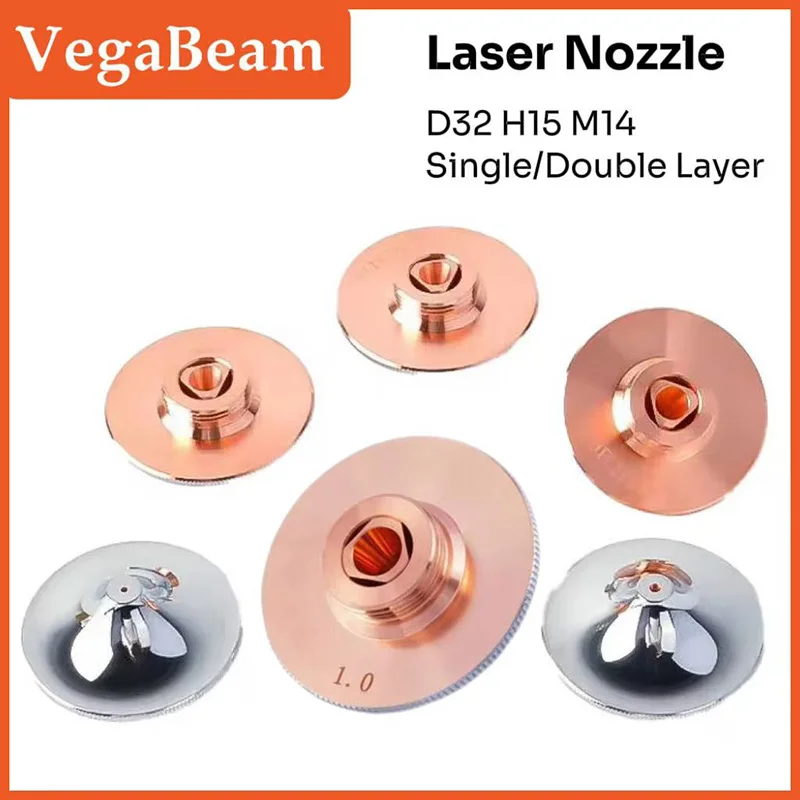 Laser Nozzle D32 M14 Single Double Layer Laser Nozzle for Precitec Raytools HANS BOCI WSX Fiber Optic Cutting Machine Head Parts