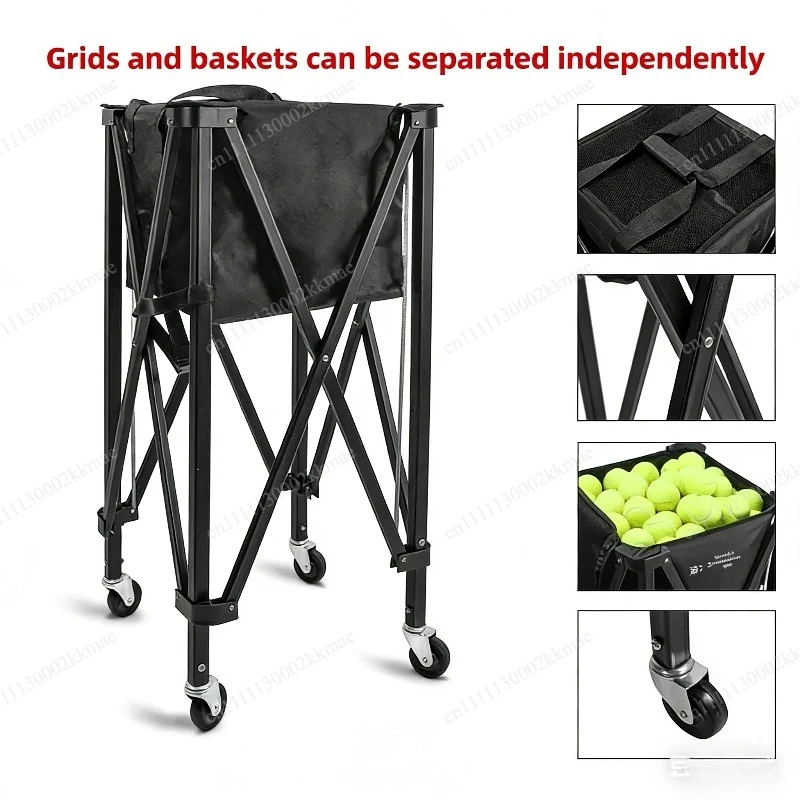 Portable tennis cart aluminum alloy storage bag cart folding ball basket