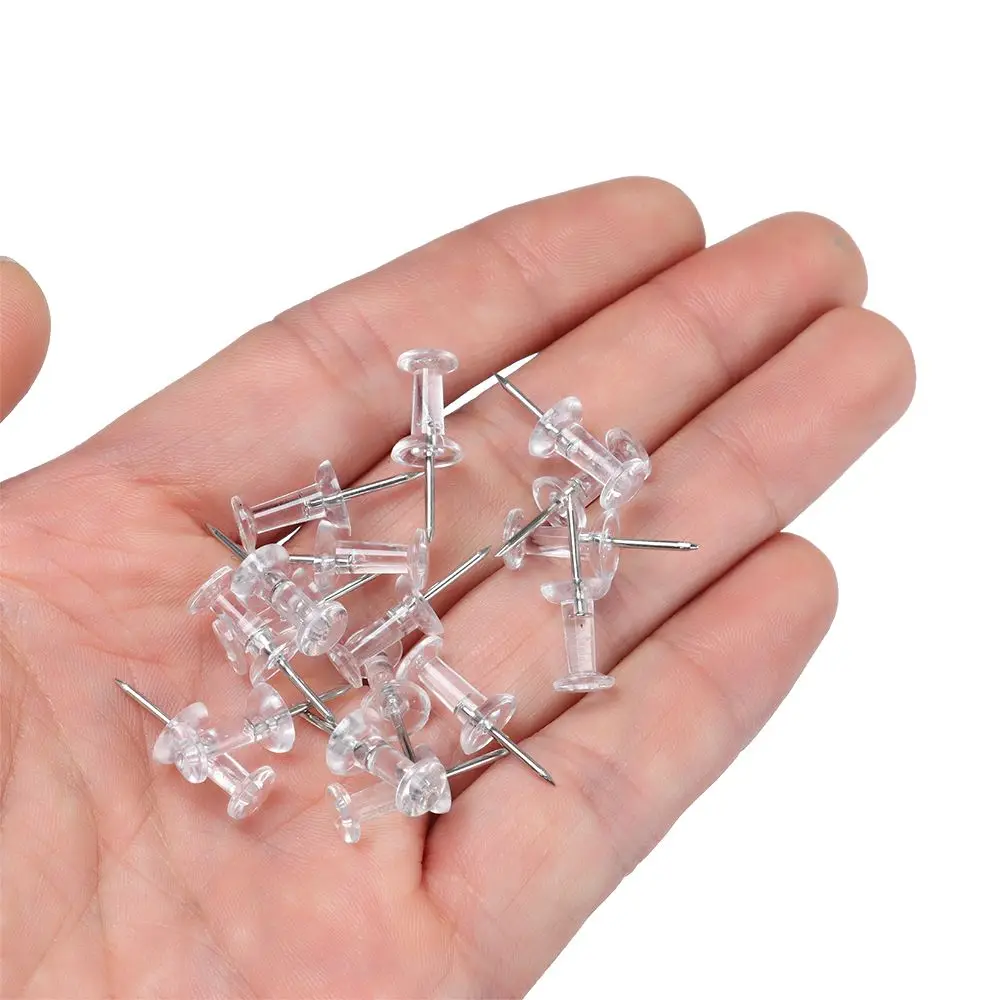 100 Pcs Durable Board Thumb Tacks Plastic Push Pins Stationery Supplies Clear Push Pins Drawing Pins