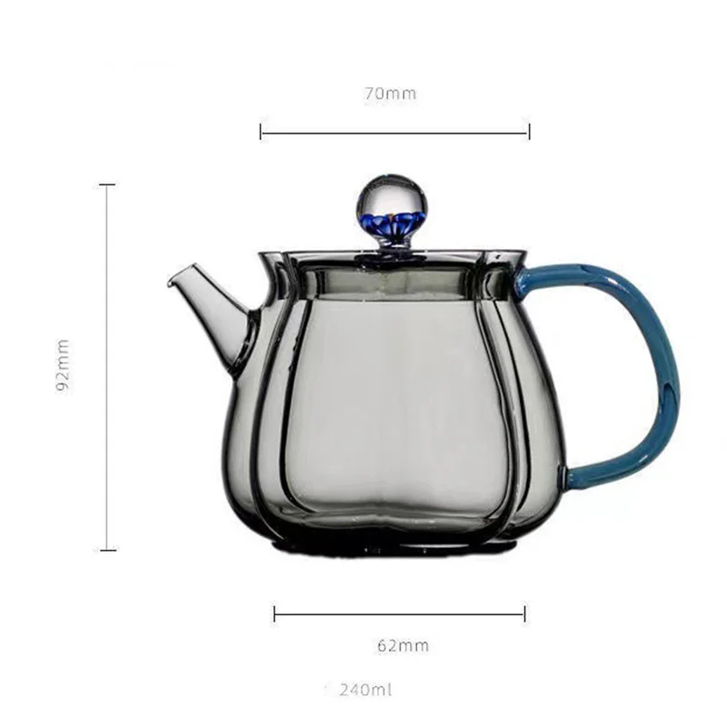 Japanese Style Plum Blossom Glass Teapot with Filter Hole Green Tea Flower Tea Maker Heat-resistant Kungfu Tea Set Small Tea Pot